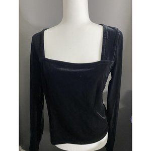 Philanthropy Womens  Black Armida Stretch Velvet Top Size Large